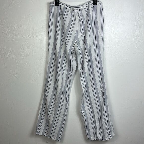 Victoria’s Secret Flax Cotton Blend Striped Straight Leg Pants Size 14 - Picture 2 of 8